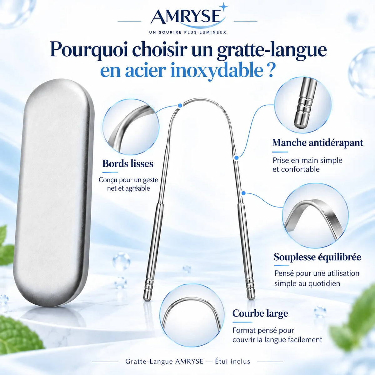 Gratte-Langue AMRYSE — Acier Inoxydable