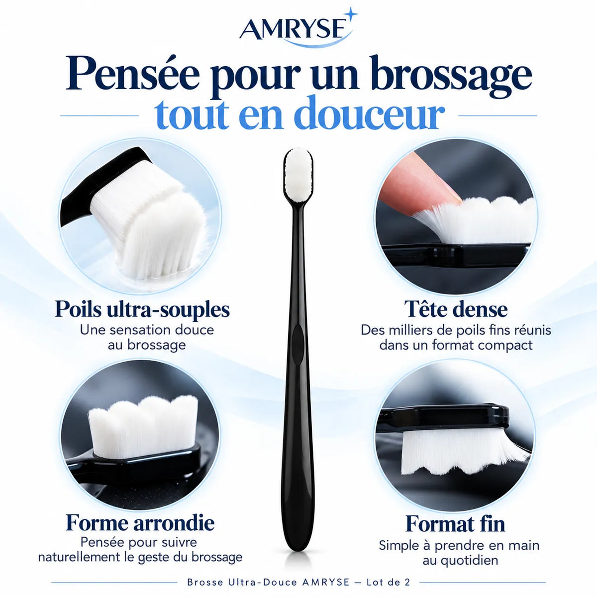 Brosse Ultra-Douce AMRYSE — Lot de 2